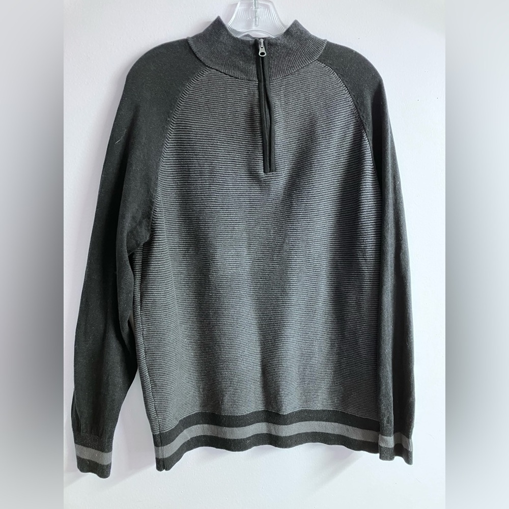 Park Slope Men’s Pullover Quarter Zipper Sweater, Medium, Grays